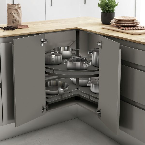 Bandeja giratoria de diseño para alamacenar objetos en una cocina ordenada